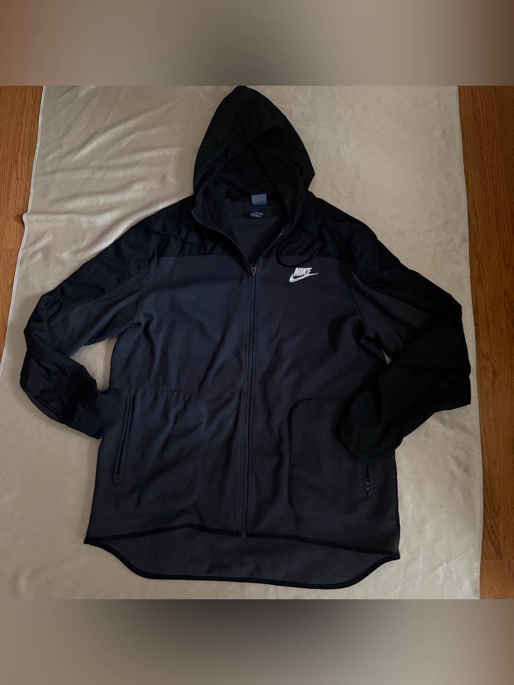 Nike Men’s 2XL Black Full-Zip Hooded Fleece Jacket Zipped Pockets 807415-060